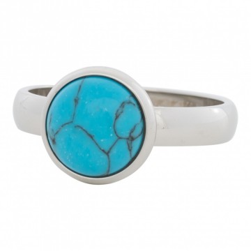4 mm ring, 12 mm blue turquoise stone silver