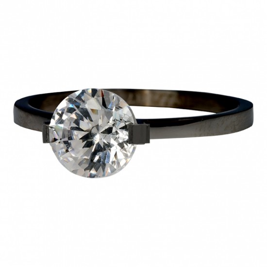 Glamour stone 2mm ring black