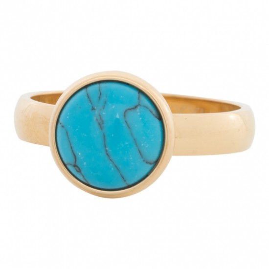 4 mm ring, 12 mm blue turquoise stone gold