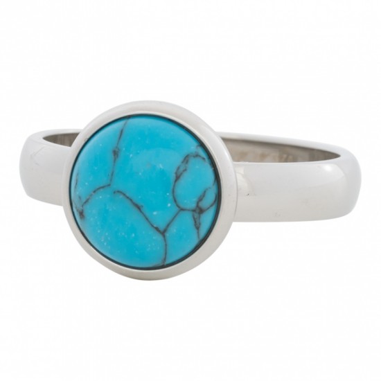 4 mm ring, 12 mm blue turquoise stone silver